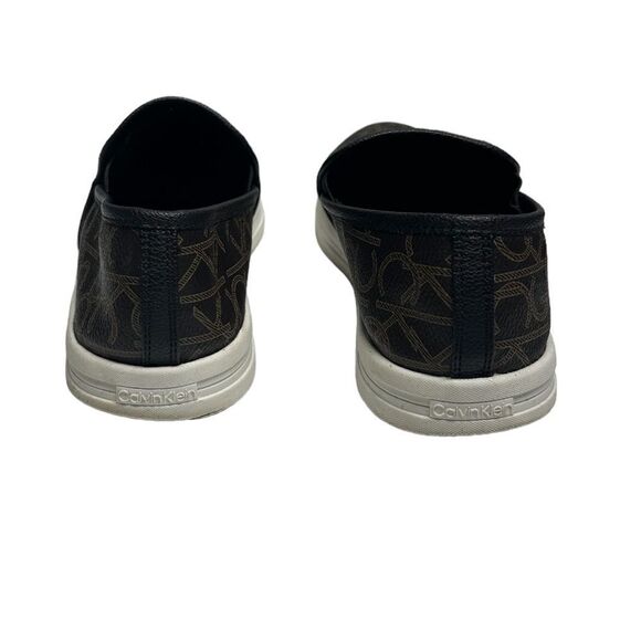 Calvin Klein Bown Slip On Shoes Logo Print Skater Flat Sneakers Loafers - Picture 4 of 7